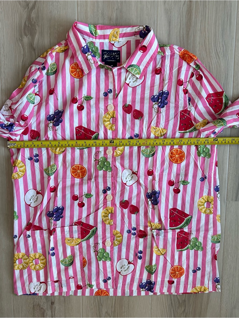 Nick & Nora Sleepwear Pink & White Striped Fruit Pajama Set Size XXL 100% Cotton - Picture 9 of 9